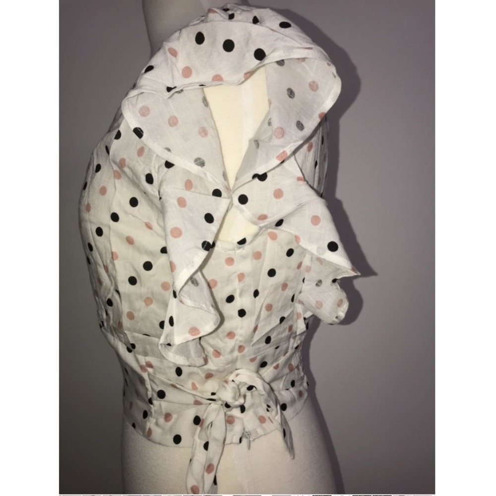 Hyfve Crop Top,Flutter Sleeves,Mauve-Blk Polka Dot - Picture 7 of 8